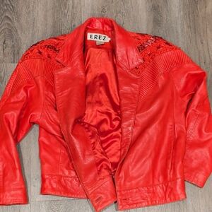 Women's Red Leather Jacket